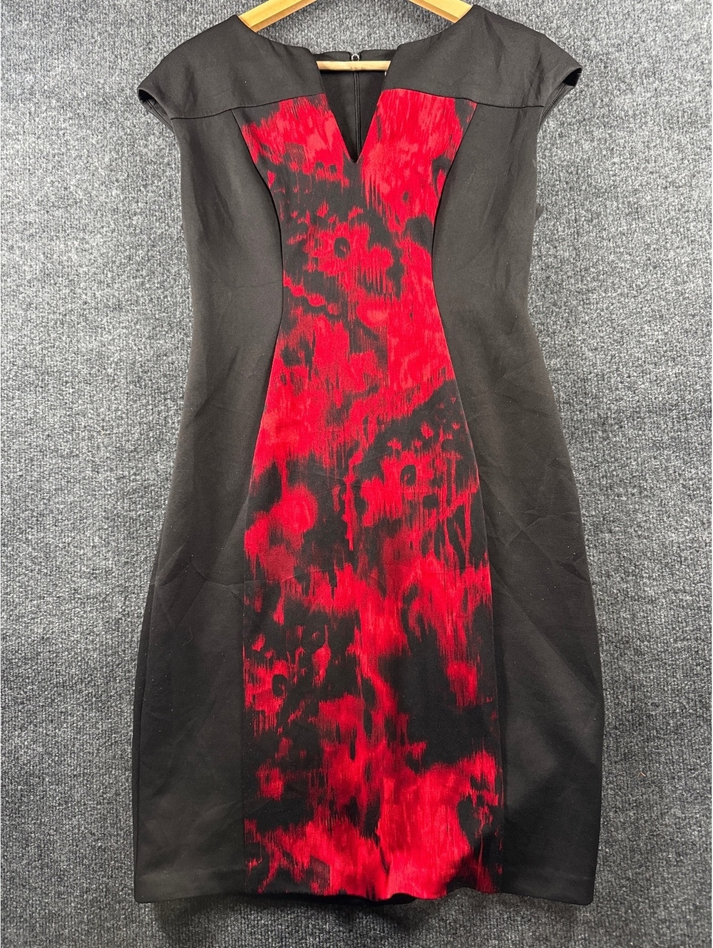 Connected Apparel Womens Size 6 Black Red Floral Sheath Dress Career Party